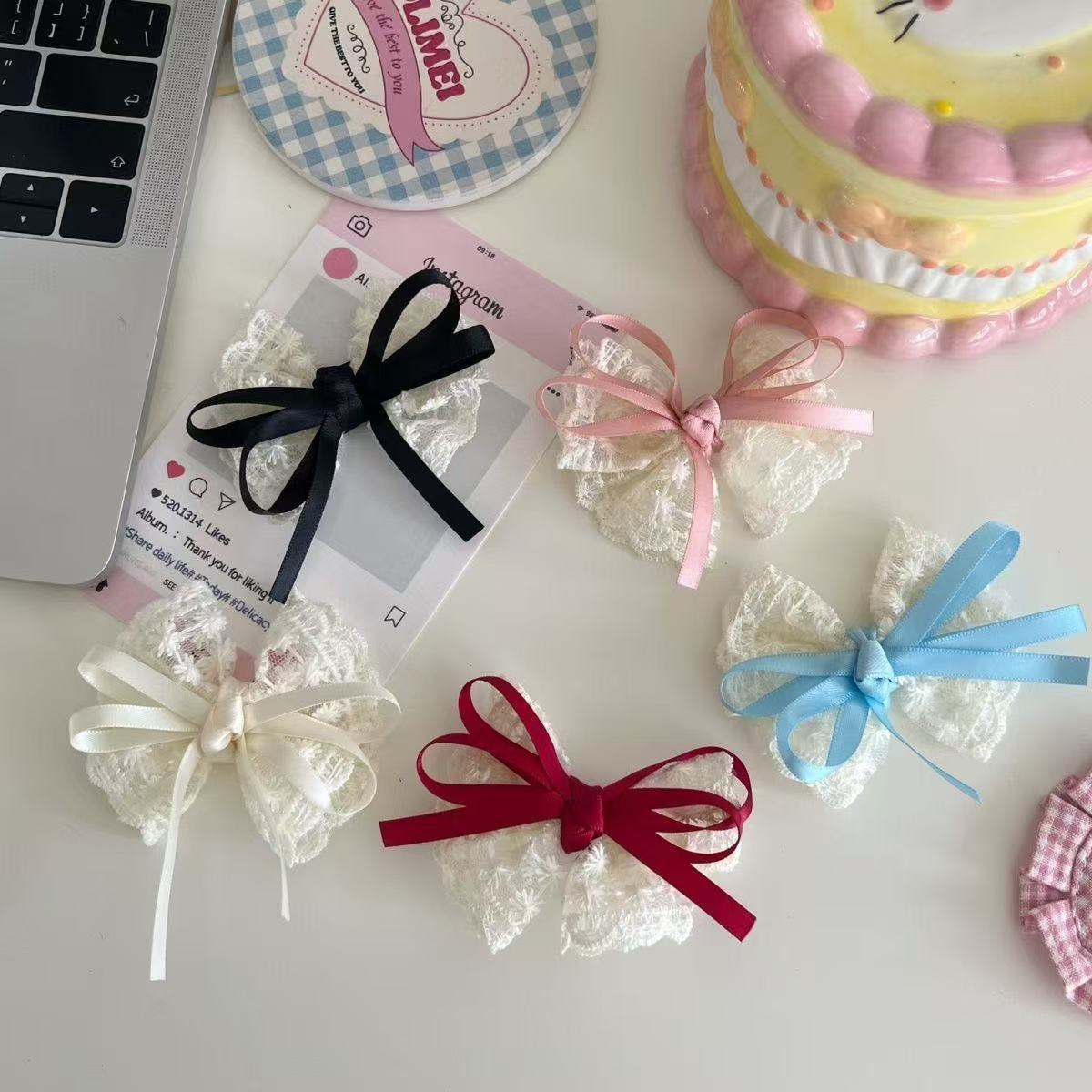 2Pcs Elegant Lace Bow Hairpins - Travel Accessories Designer recension och pris