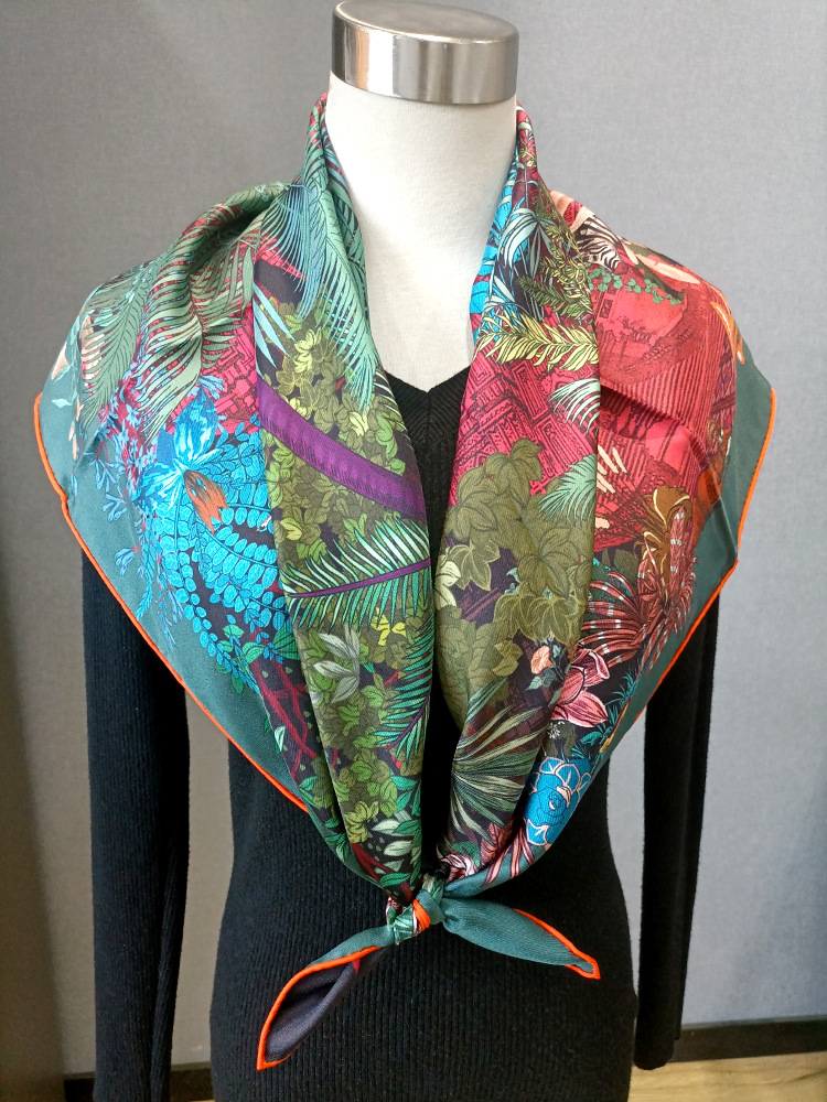 Silk Scarf 90CM Women Hand Rol - Travel Accessories Designer recension och pris