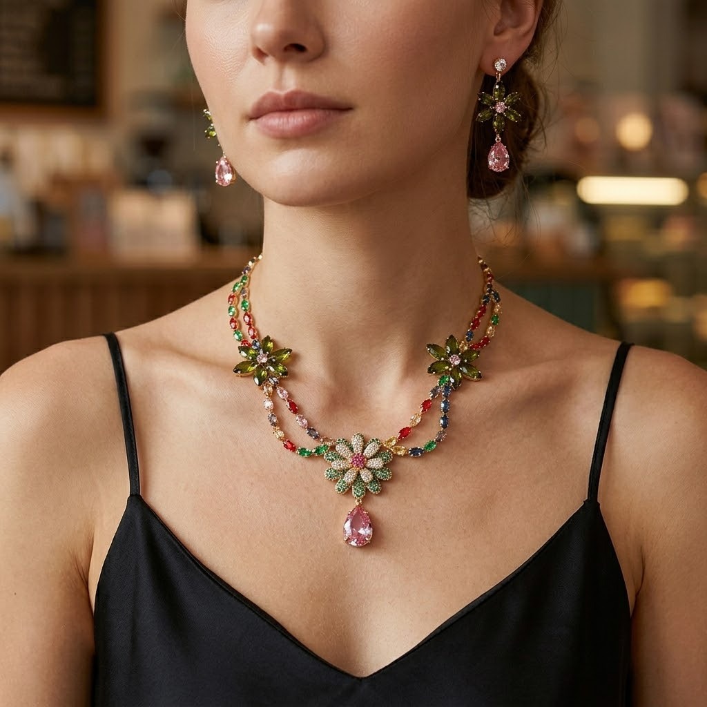 Luxury Colorful Zircon Flower  - Accessories Travel Jewelry Box recension och pris